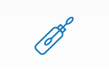 Blue icon of a Q-tip that symbolizes a quick PCR antigen test for Covid19