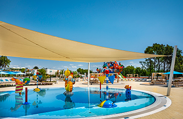 a water park with a slide