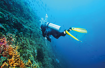 Man exploring the Adriatic sea with scuba diving centre Valeta